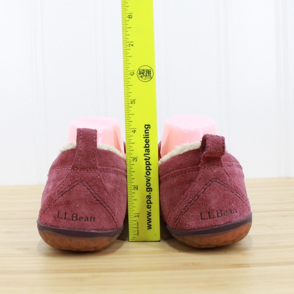 LL BEAN Women's Pink Suede Sherpa Lined Mountain Moccasin Slippers Size 9 M - Picture 8 of 9